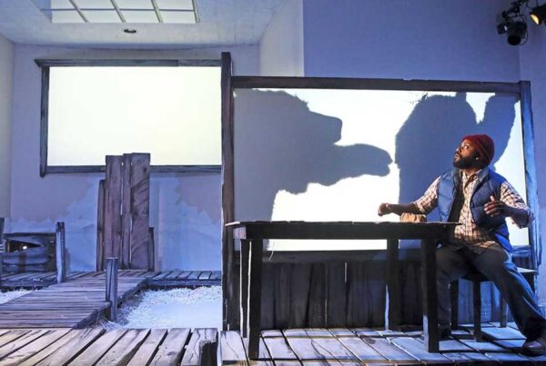Actor on stage sees bear shadow
