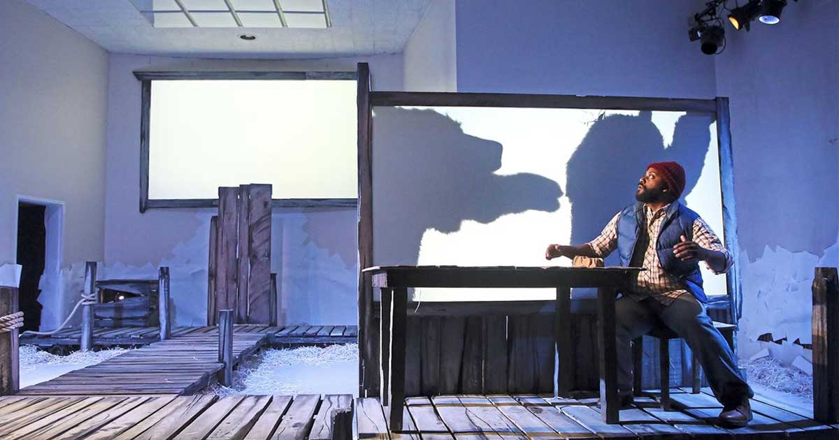 Actor on stage sees bear shadow