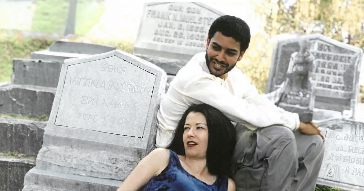 2 actors in cemetery